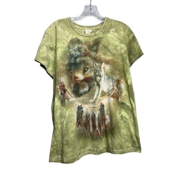 The Mountain Tops - The Mountain Wolf T-Shirt Womens Size XL Short Sleeve Graphic Tie Dye Animal Tee